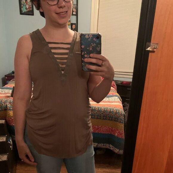 4 for $50 🎃 American Eagle V-Neck Tank Soft & Sexy Green Womens Size Small - Picture 2 of 4